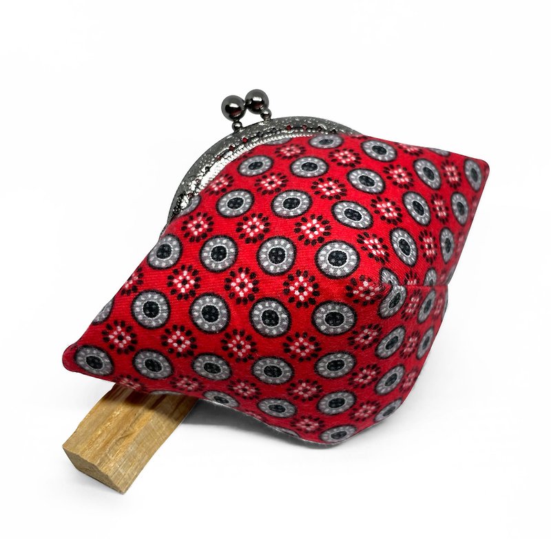 8.5cm National Outlet Gold Bag - กระเป๋าใส่เหรียญ - ผ้าฝ้าย/ผ้าลินิน สีแดง