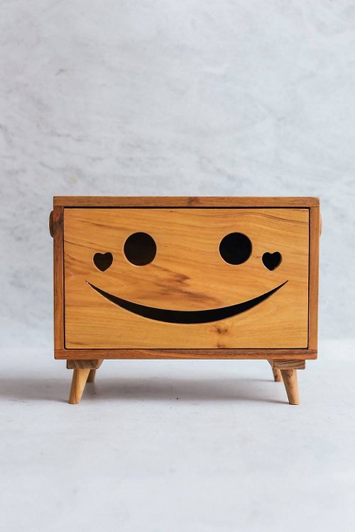 寶發柚木傢俱 【柚木面紙盒】微笑面紙盒 木面紙盒