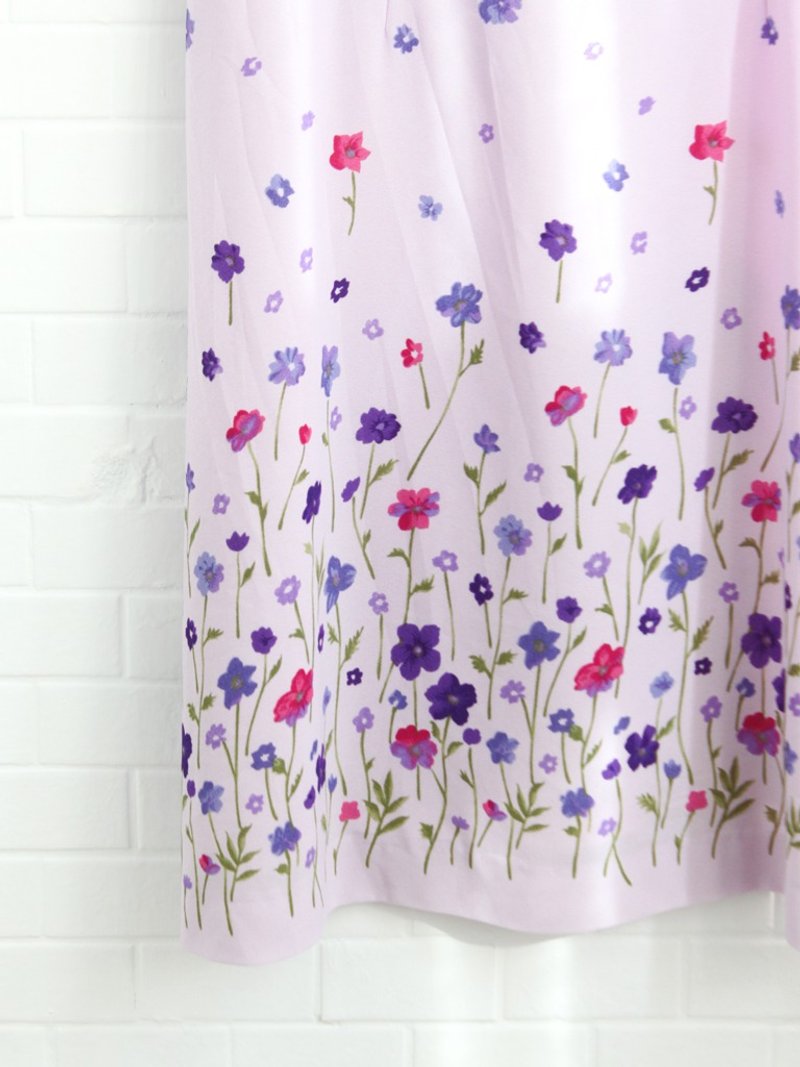 Vintage Autumn Taiwan Purple Flower Thin Shoulder Strap Sleeveless Vintage Dress - One Piece Dresses - Polyester Purple