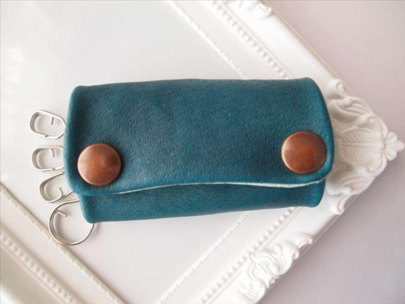 [Pig leather soft key case multi-color leather 1533002 - ที่ห้อยกุญแจ - หนังแท้ สีเขียว