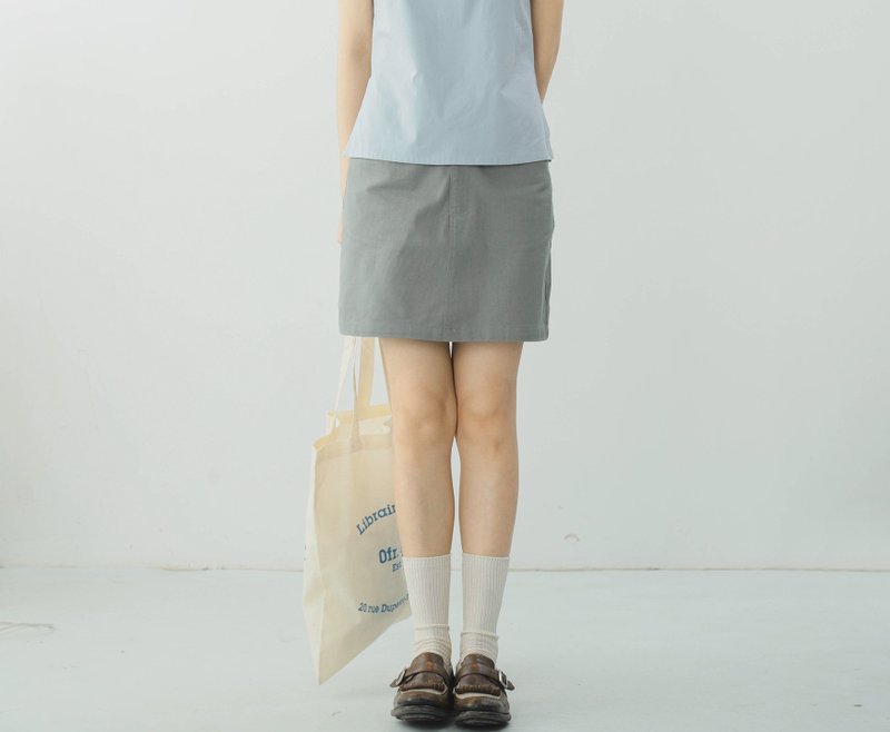 【簡約摩登】美式復古/叛逆千金/棉麻迷你半身裙 - 裙子/長裙 - 棉．麻 灰色