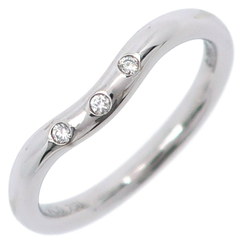 【日本直送】ティファニー TIFFANY&Co. カーブドバンド 6.5号 指輪 3Pダイヤ エルサ・ペレッティ K18WG 約2.9g レディース【中古】 - 戒指 - 貴金屬 銀色