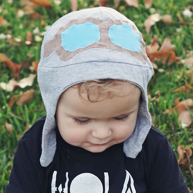 義大利Mondo Rotondo小小飛行員棉帽(6-12個月和1-3歲) - 口水肩/圍兜 - 其他材質 藍色