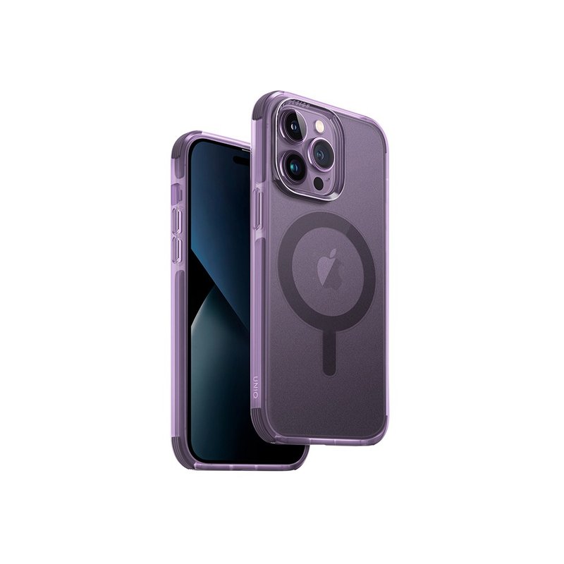 iPhone 14 Pro/14 Pro Max Combat Military Specification Shockproof Three-Material Case with Magnetic Suction-Purple - Phone Cases - Plastic Purple