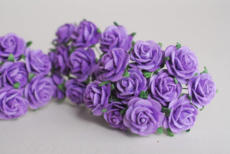 Paper Flower, 50 pcs., DIY supplies, mulberry rose size 2 cm.,dark purple color. - 其他 - 紙 紫色