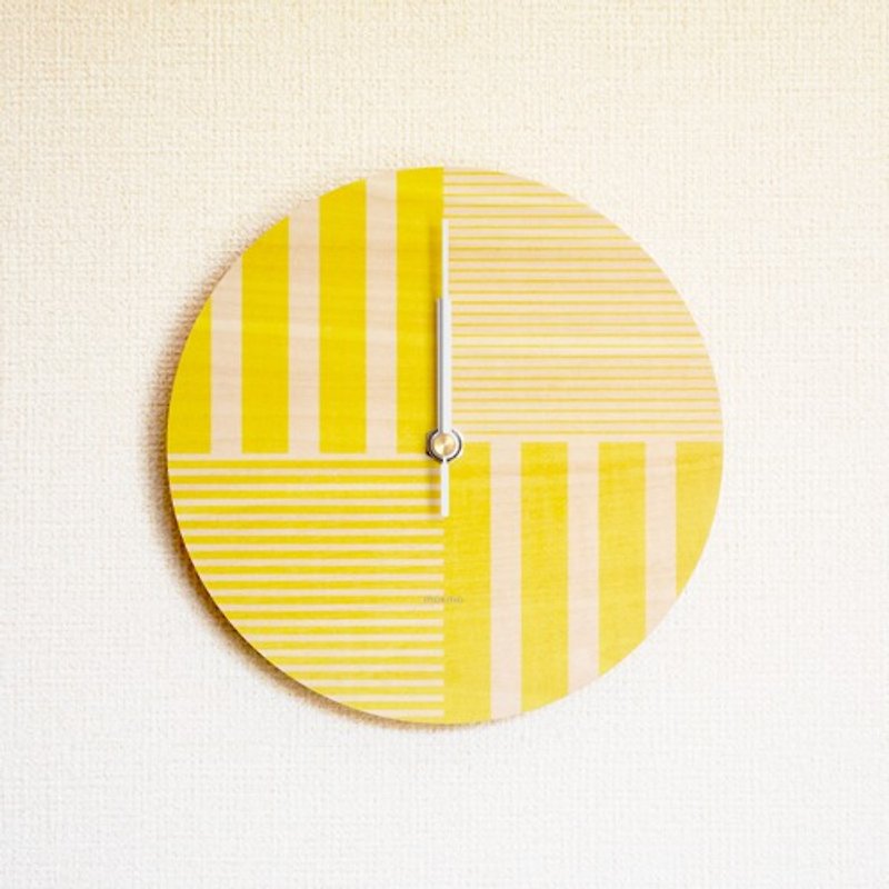 掛鐘 木紋與平面設計 B03 - 時鐘/鬧鐘 - 木頭 黃色