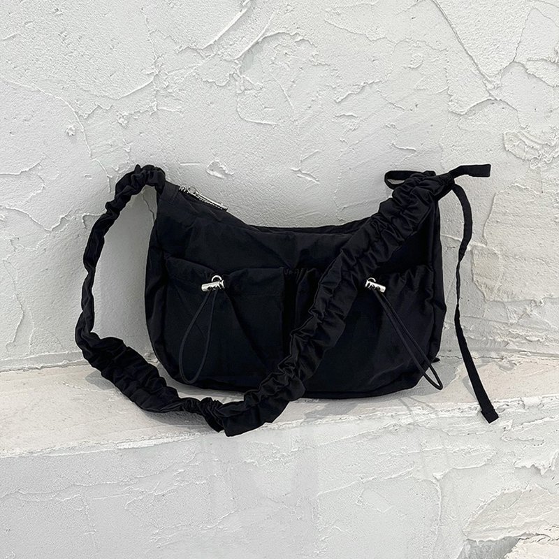 Two way ribbon tie bag_black - 手提包/手提袋 - 其他材質 黑色