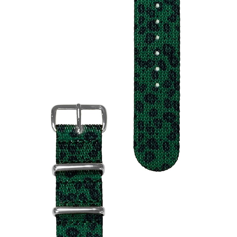 HYPERGRAND Military Strap - 20mm - JADE LEOPARD Emerald Green Leopard (Silver Buckle) - Women's Watches - Other Materials Green