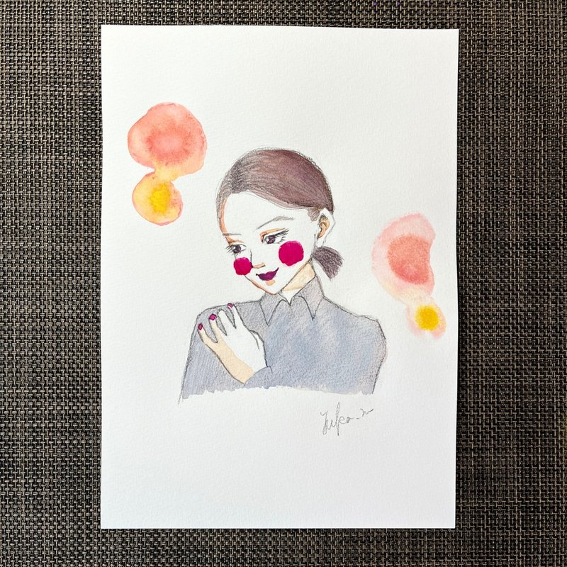 Original art #05 Watercolor Paintings Original Portrait Orange Interior - Posters - Paper Orange