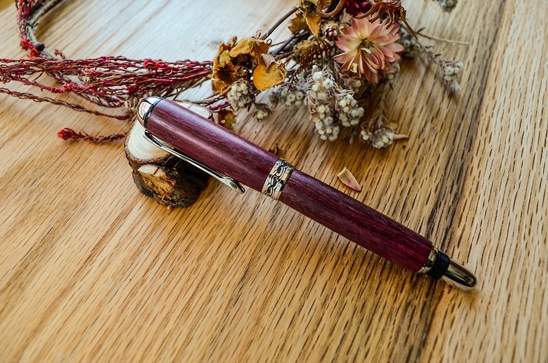 【Customized Gift】Purple Heart Wood-Handmade Pen│Lettering│Gift Gift│Personal Use│Including Packaging│ - Fountain Pens - Wood Purple