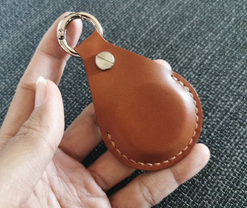 Handmade Holder leather case for Chipolo tracker - 鑰匙圈/鑰匙包 - 真皮 咖啡色
