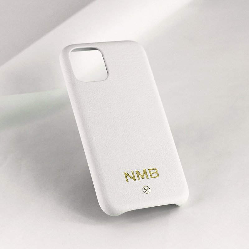 Customized Gift Handmade Genuine Leather Shockproof Macaron Vanilla White iPhone 13 Case - Phone Cases - Genuine Leather White