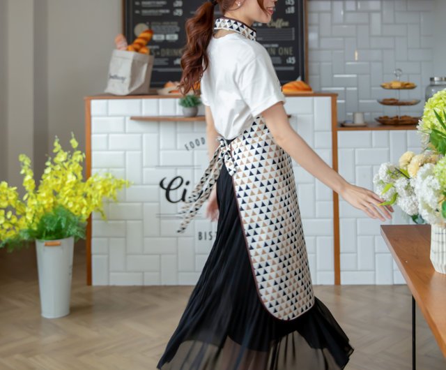 モカ幾何学模様チャイナドレス風エプロン - ショップ Cheongsam