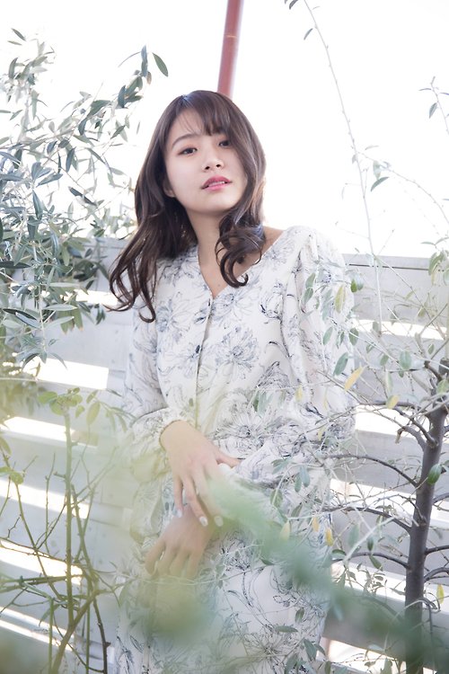KIHO-JAPAN 日本製造 植物圖案雪紡禮服 2WAY 連衣裙