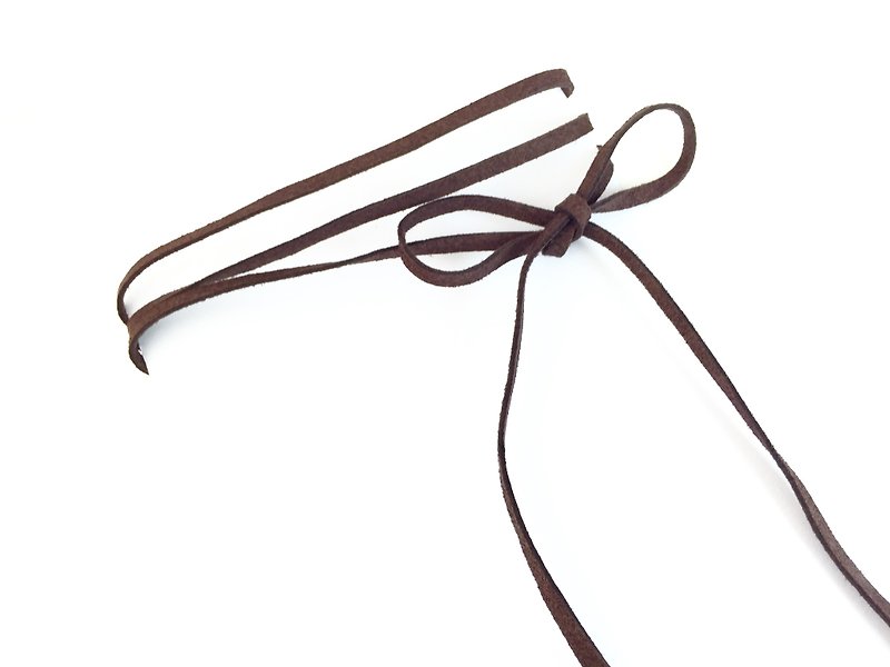 Brown suede around the rope necklace - Necklaces - Genuine Leather Brown