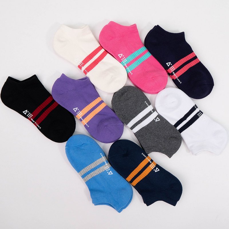 [WARX Antibacterial and Deodorant Socks] All-match striped boat socks (9 colors in total) - Socks - Cotton & Hemp 