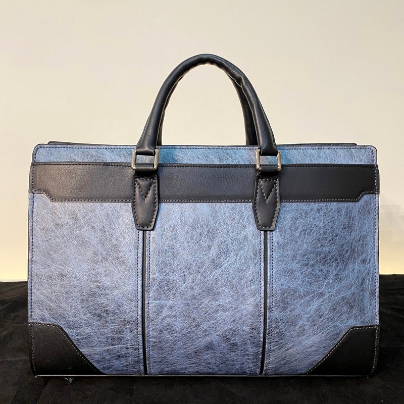 SWEETBURDEN Silk Cowhide-London Briefcase ,Handbag, real cowhide,handmade - Briefcases & Doctor Bags - Genuine Leather Gray