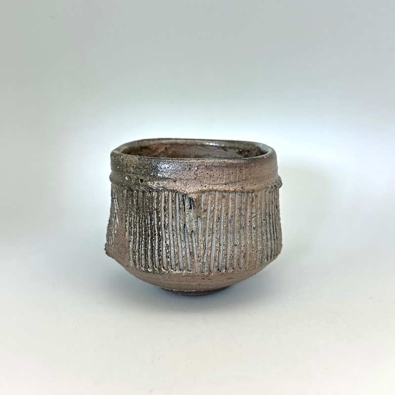 Firewood grate pattern tea bowl - ถ้วย - ดินเผา สีนำ้ตาล