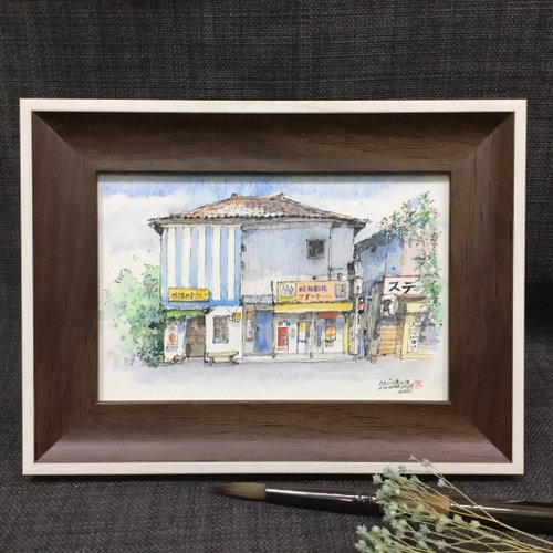 昭和レトロ 八千代作 水彩画 菖蒲 額入り 額装 絵画 絵 飾り インテリア 昭和レトロ 松鳩文化刺繍 糸 絵画 藁笠冬牡丹 花 額縁 ぬいとり