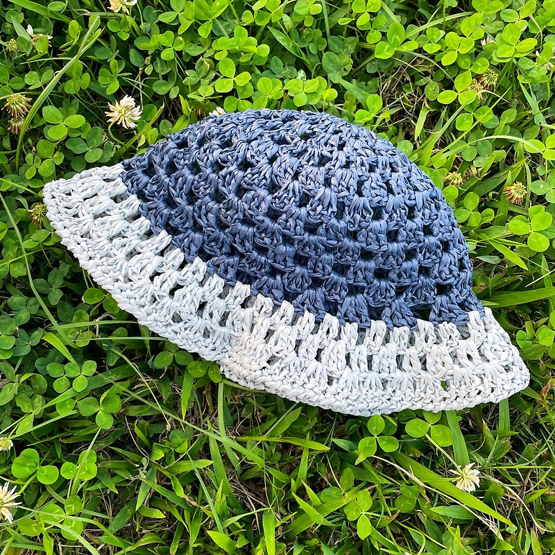 鉤針編織漁夫帽 草帽 - 星夜蘊藍 - 帽子 - 環保材質 多色