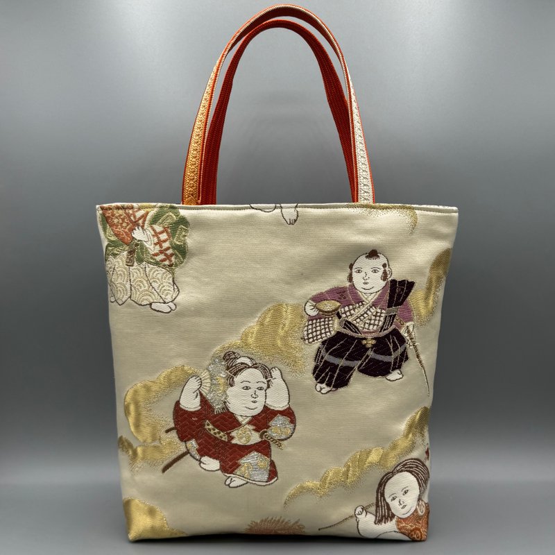 着物 帯 帯締め ハンドメイド トートバッグ リメイク 金 - 手提包/手提袋 - 絲．絹 金色