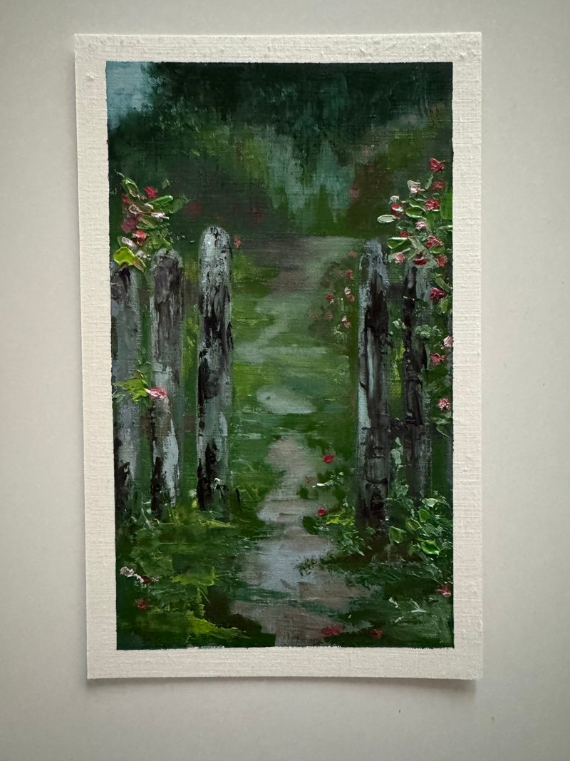 Postcard with real oil painting 21*13 cm - 卡片/明信片 - 紙 