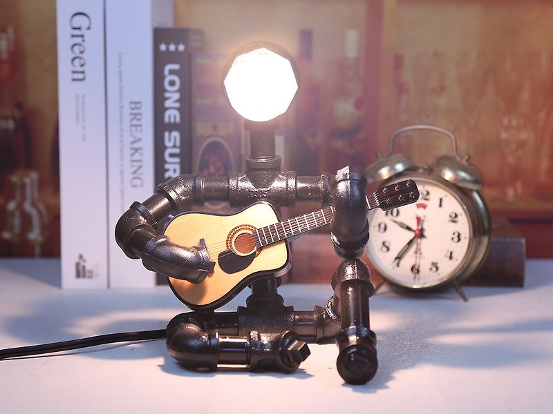 American industrial style robot desk lamp water pipe lamp guitar small robot desk lamp - Lighting - Other Metals 