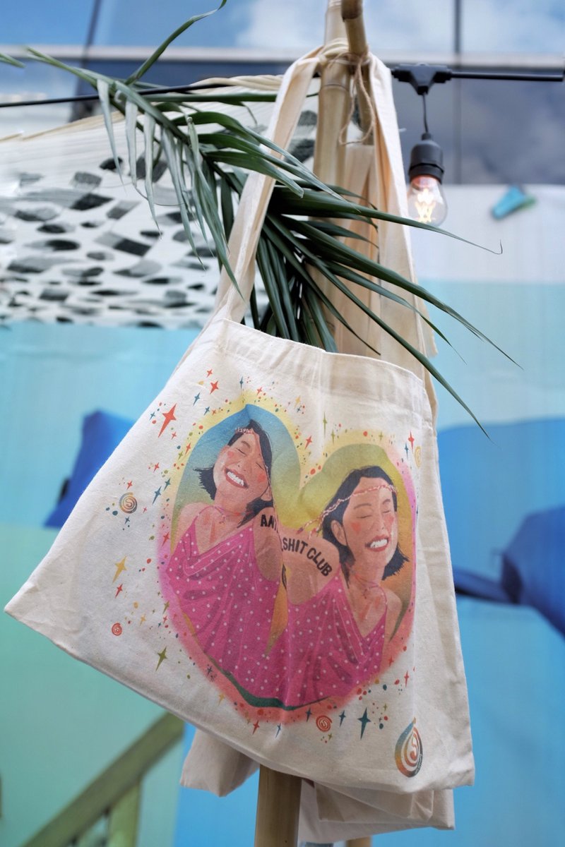 Gypsy 環保袋/ 旅行輕便購物袋 Totebag anti-bullshit club - 側背包/斜孭袋 - 棉．麻 粉紅色