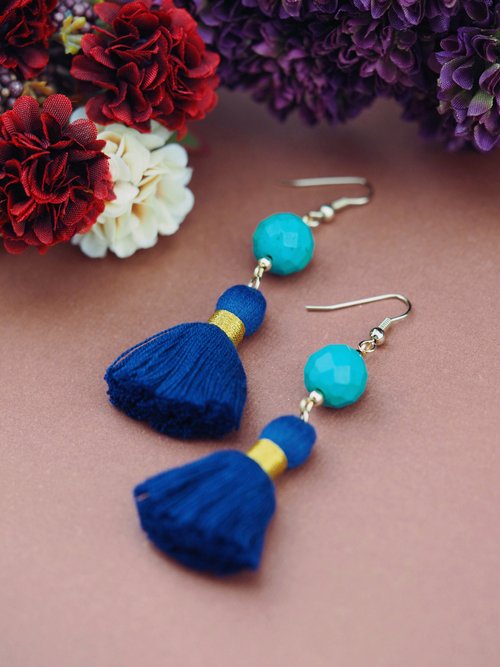 Turquoise Earrings Statement Bohemian Blue Tel Turquoise Earrings Statement Bohemian Blue Tel