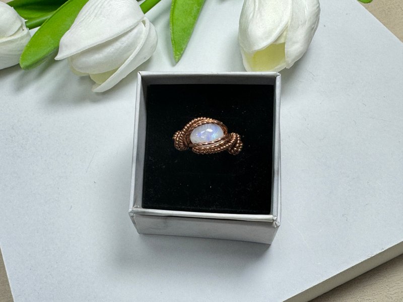 230621 wire wrapping 月亮石 銅線 繞線 介指 - 戒指 - 銅/黃銅 透明