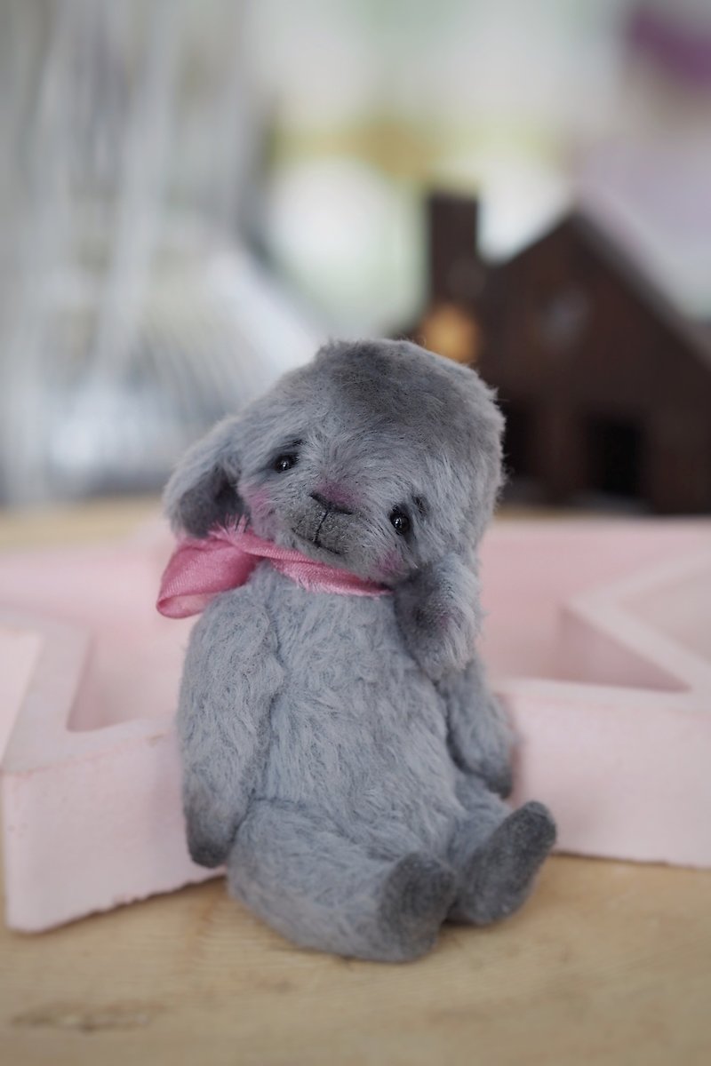 OOAK Teddy artist mouse miniature gray toy - Stuffed Dolls & Figurines - Eco-Friendly Materials Gray