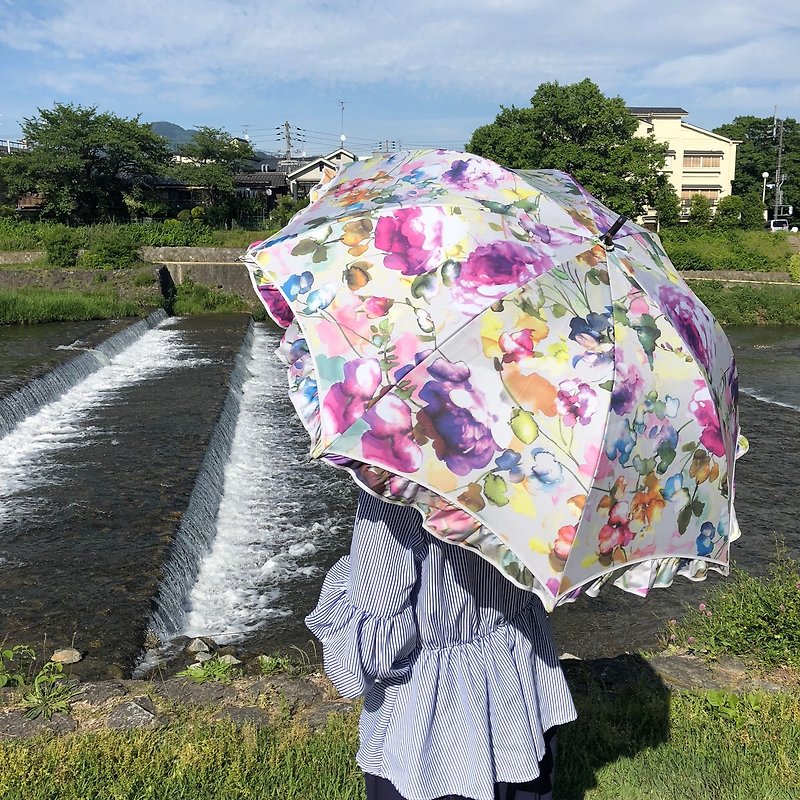Ballett Romance Rose Print Umbrella for both sunny and rainy weather Made in Japan 99% shading - อื่นๆ - เส้นใยสังเคราะห์ สีม่วง