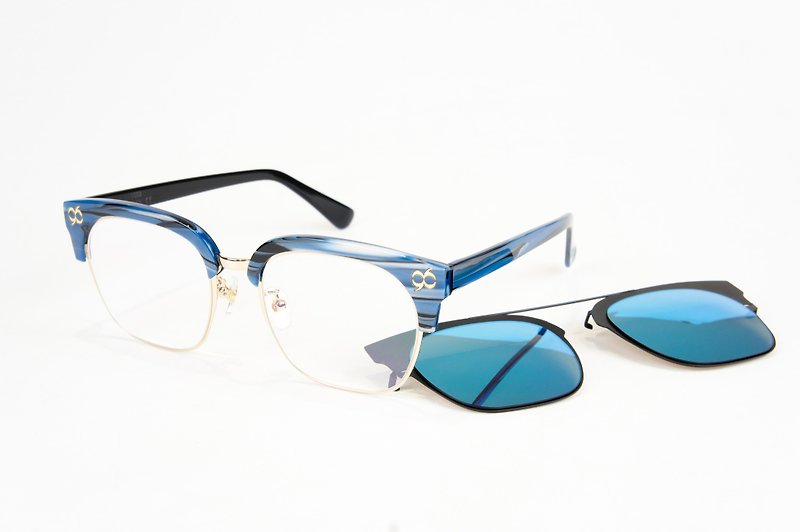 BEING Plain + Front Hanging Sunglasses-Blue (Blue Courage) - Glasses & Frames - Other Materials Blue