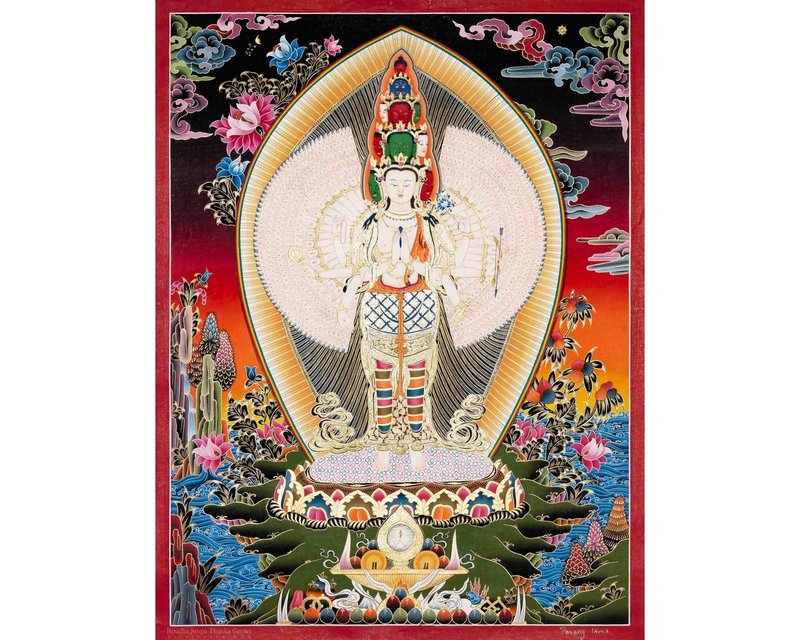 藏傳觀音唐卡 – 靈性裝飾 - 壁貼/牆壁裝飾 - 其他材質 多色
