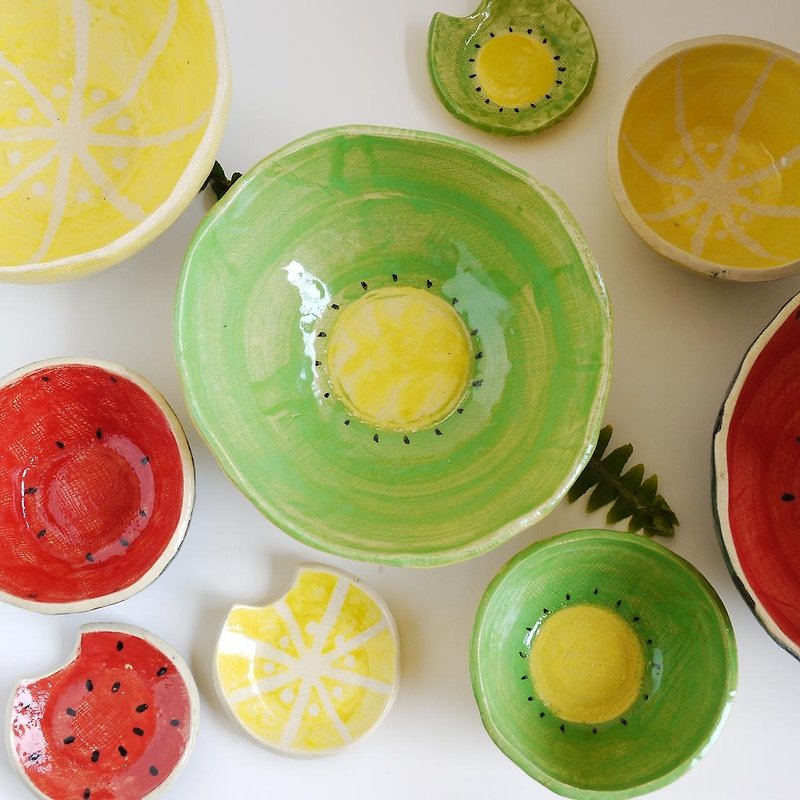 果物中鉢【キウイ】 - 小皿 - 陶器 グリーン