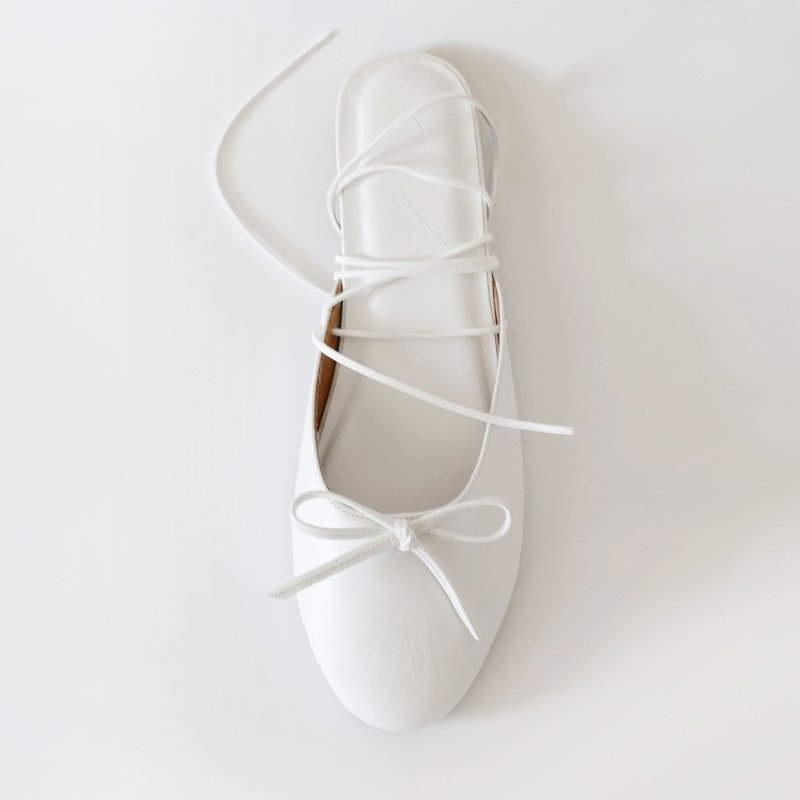 Free. (Pure White) White Ballet Life | WL - Mary Jane Shoes & Ballet Shoes - Genuine Leather White