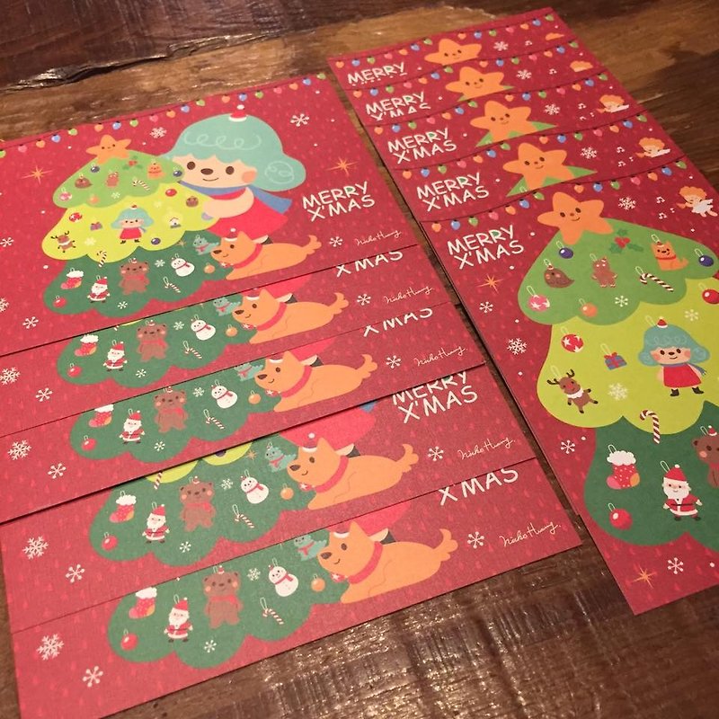 聖誕歡樂組 明信片(兩款共十張) - 卡片/明信片 - 紙 紅色