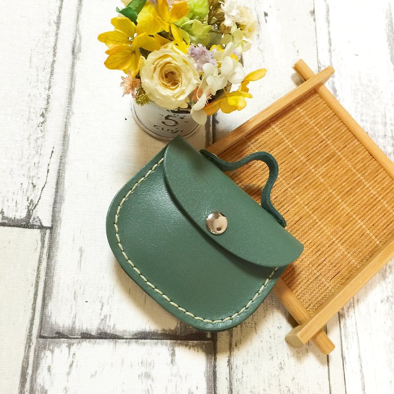Coin purse small handbag shape hand-sewn original hand-made leather - กระเป๋าใส่เหรียญ - หนังแท้ 