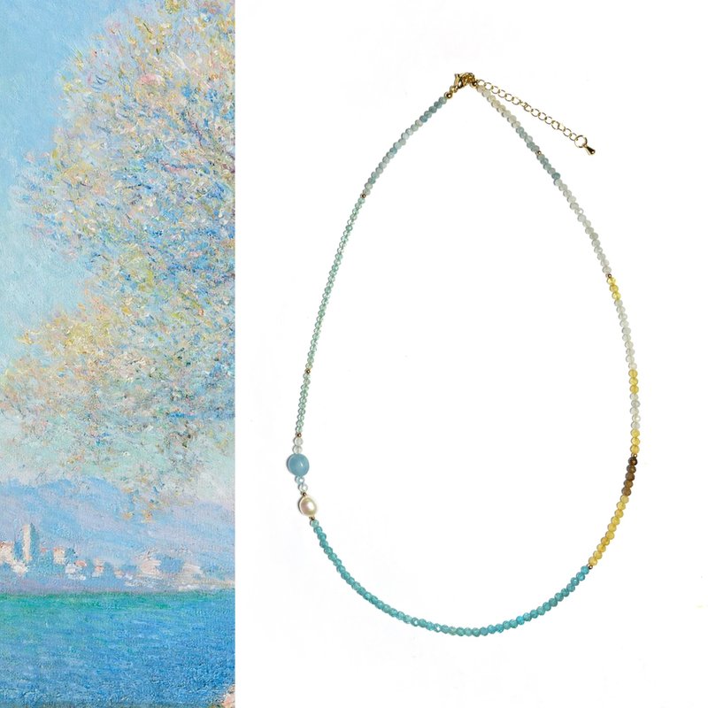 [Impressionism] Antibes in the afternoon. Stone/semi- Gemstone necklace/bracelet - สร้อยคอ - เครื่องประดับพลอย สีน้ำเงิน