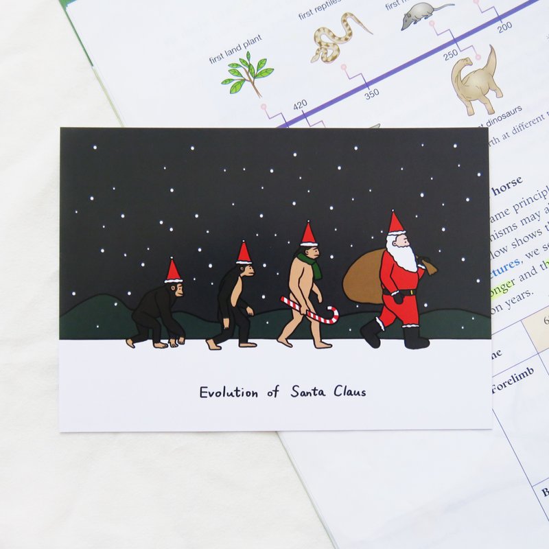 Santa Claus Evolution/Evolutionary Biology Christmas Card - Cards & Postcards - Paper Black