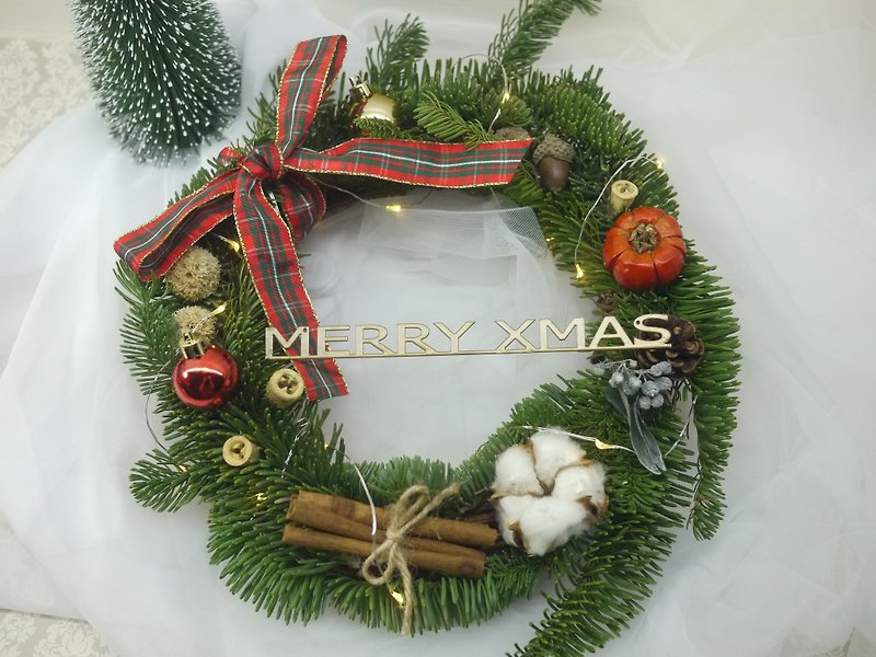 ♥ Flower Everyday ♥ Nobeson Christmas Luminous Wreath (30cm in diameter) / Christmas Present / Exchange Gift - ของวางตกแต่ง - พืช/ดอกไม้ สีเขียว