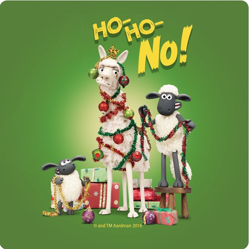笑笑羊正版授權(Shaun The Sheep)-吸水杯墊：【裝飾聖誕樹】 (圓/方),EB1AI10 - 杯墊 - 陶 綠色