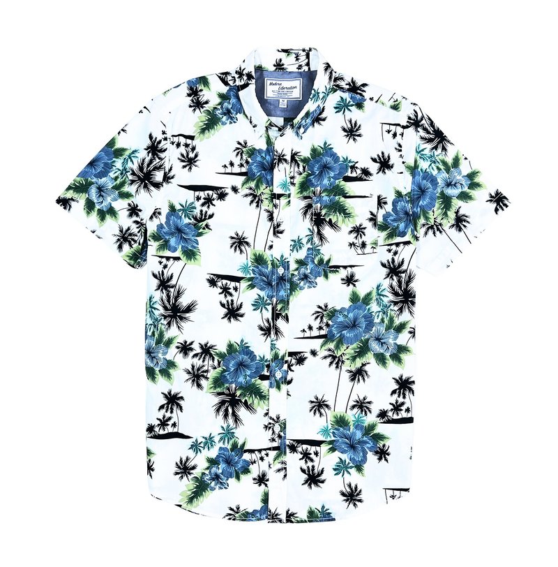 Men's Palm Beach Shirt 沙灘圖案襯衫 - 白色 - 男襯衫/休閒襯衫 - 棉．麻 白色