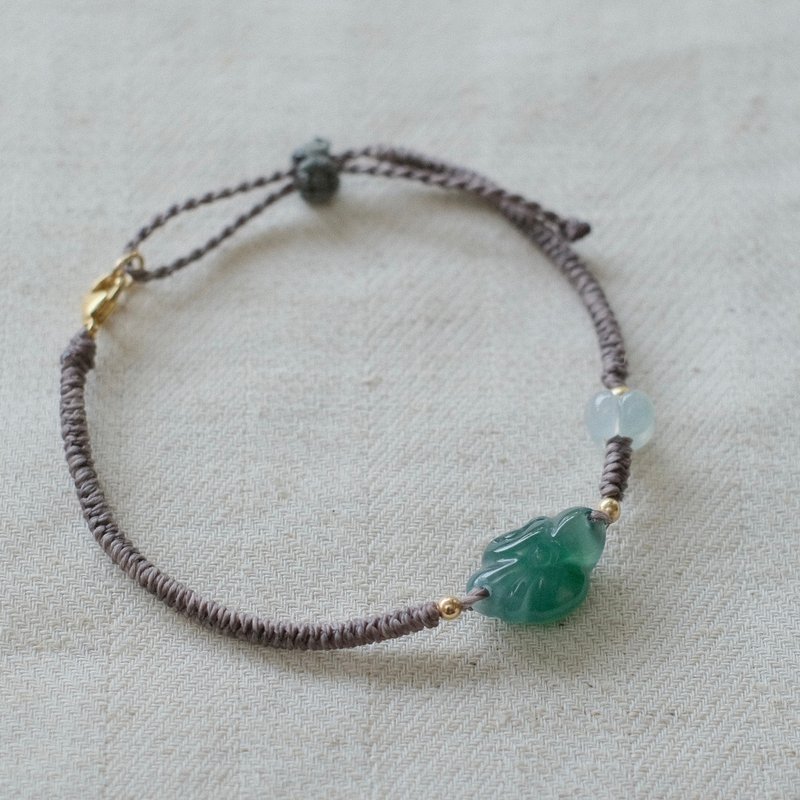 Nian Cui - Natural Burmese Grade A Jade - Ice Old Blue Water Lotus Wax Thread Braided Bracelet - Bracelets - Jade Blue