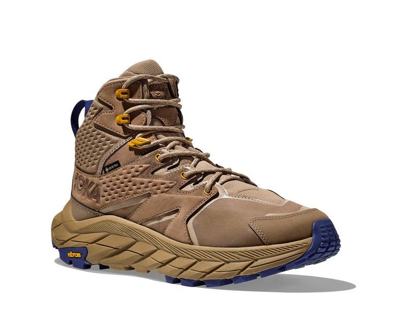 【HOKA】男 Anacapa Mid GTX 登山鞋 沙丘黃/木棕 - 男運動鞋/球鞋 - 聚酯纖維 卡其色