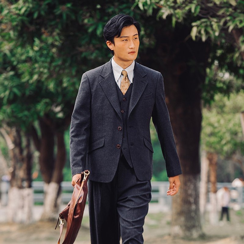 SOARIN英倫復古亞麻西裝外套(2522XZ109) - 男西裝外套 - 棉．麻 灰色