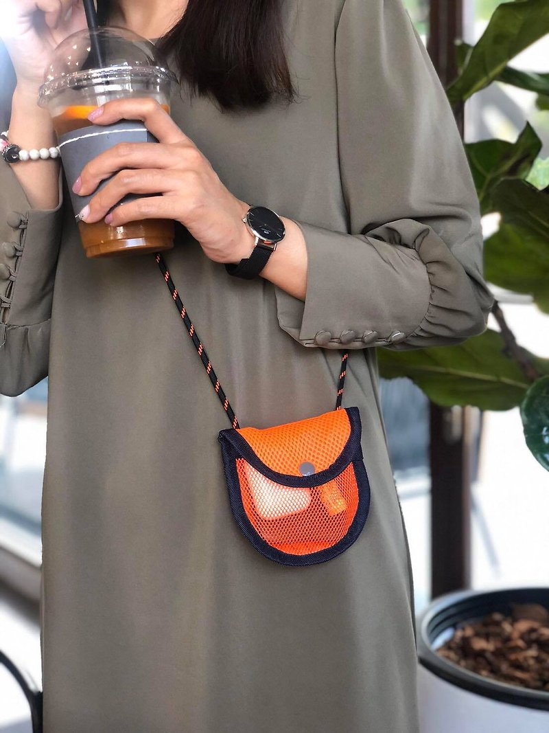 Mini Orange Eve Pocket Bag / Sling Bag / Light Weight - Messenger Bags & Sling Bags - Nylon Orange