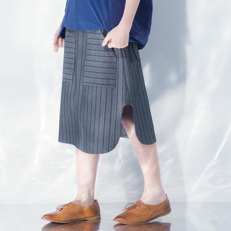 Striped denim skirt between the corner - gray clouds - Skirts - Other Materials 