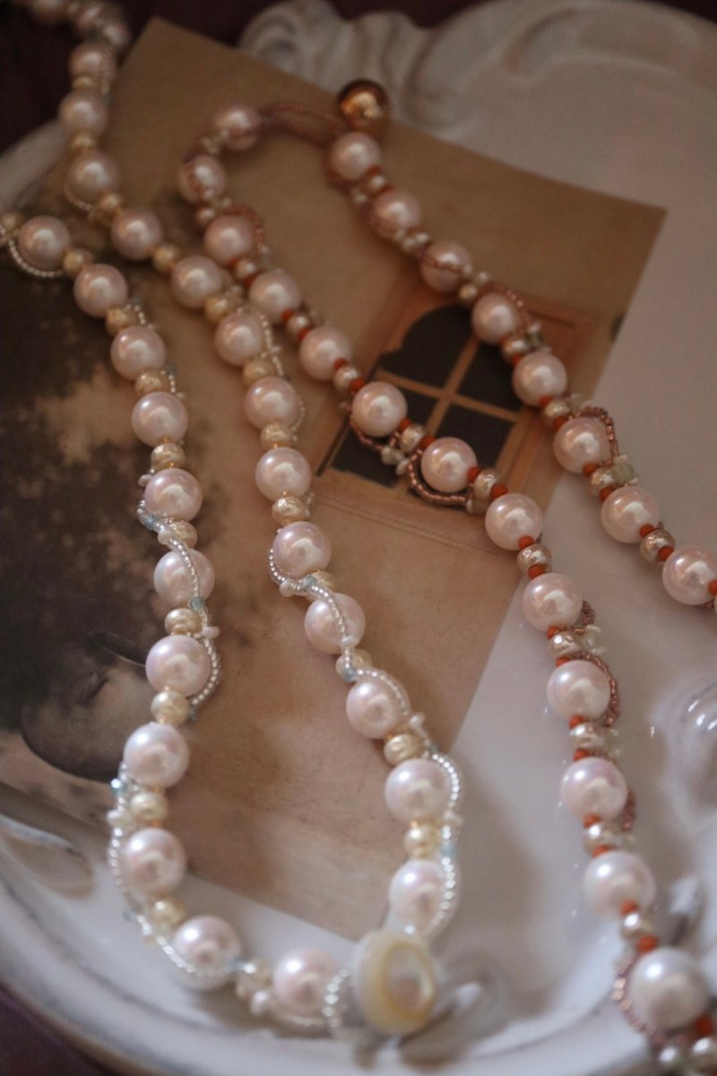 [In stock] The elegant goddess matching artifact | French lace beaded pearl necklace - สร้อยคอ - ไข่มุก 