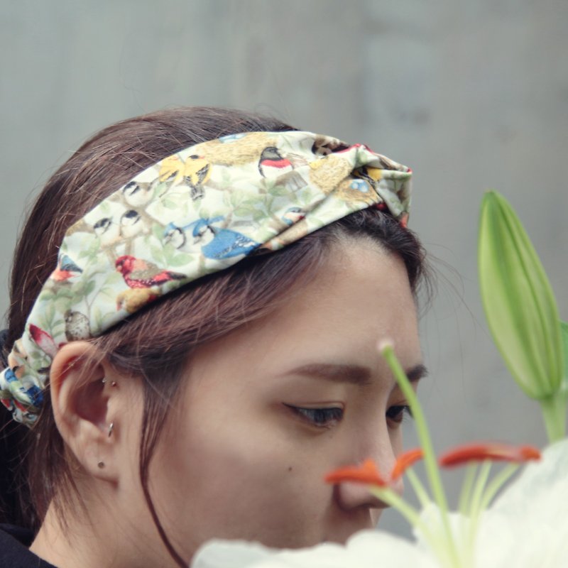 Bainiao / handmade cross elastic headband - Hair Accessories - Cotton & Hemp Multicolor